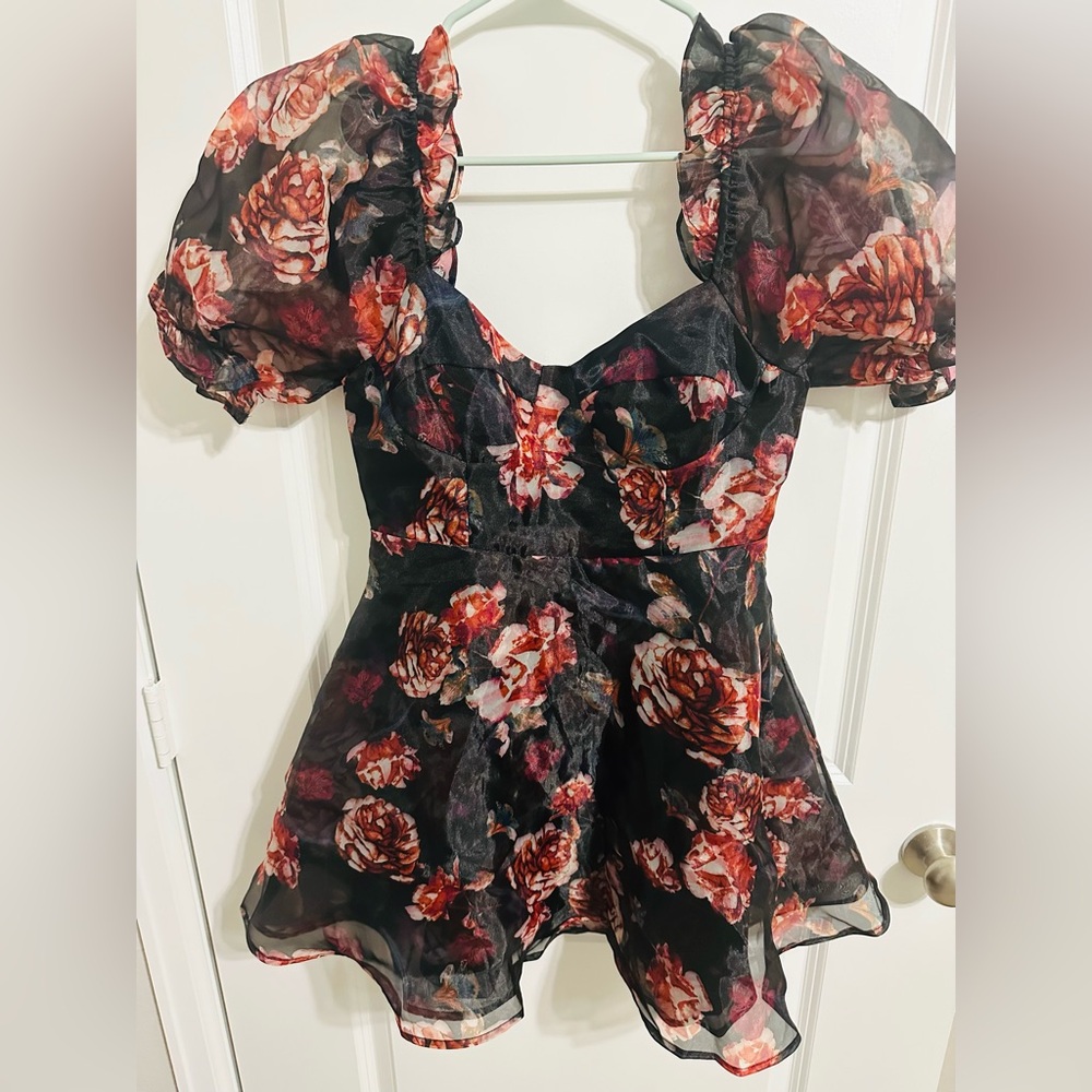 Forever 21 Floral Puff Sleeve Mini Dress